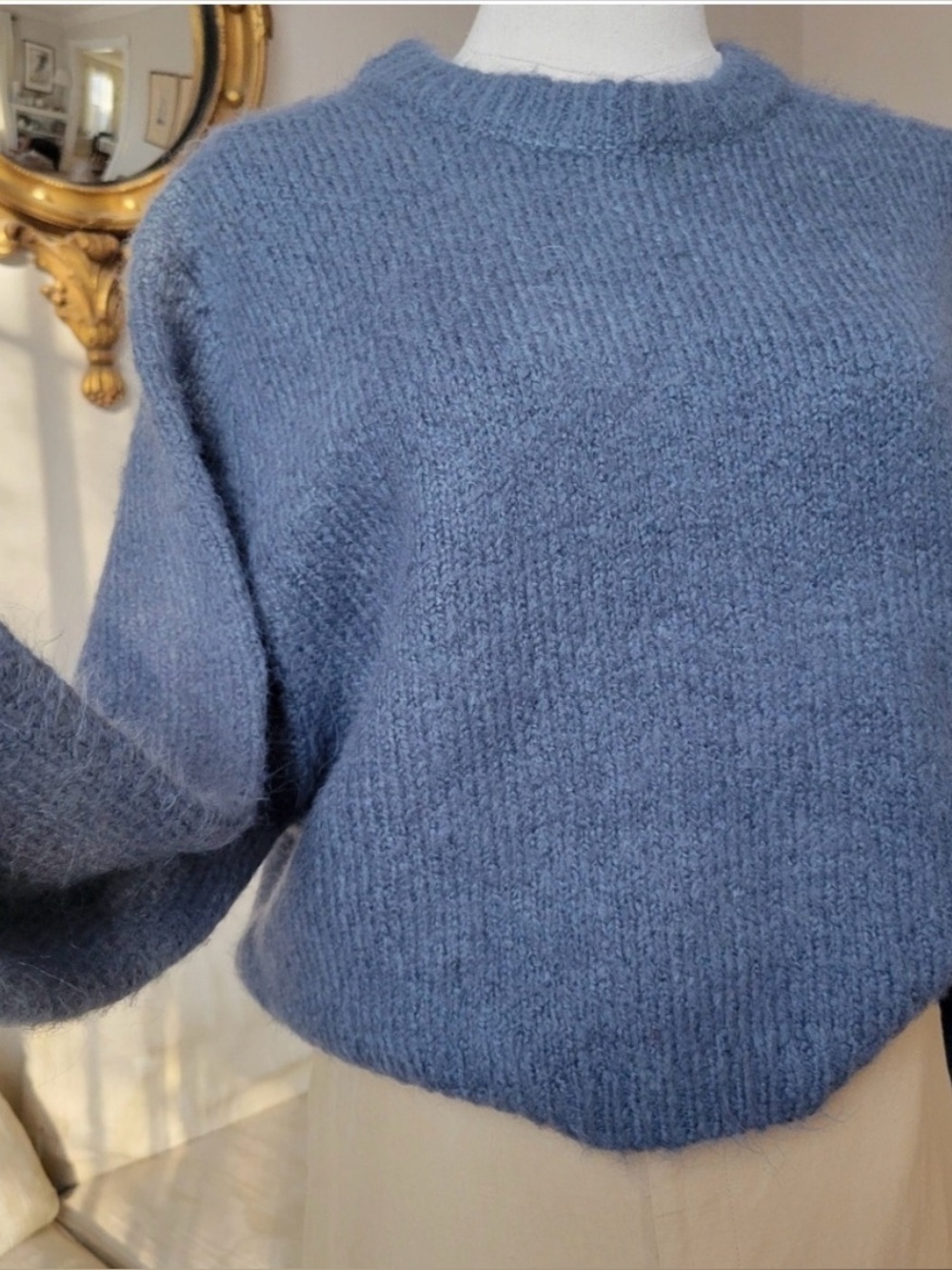Zara Fuzzy Cropped Crewneck Sweater